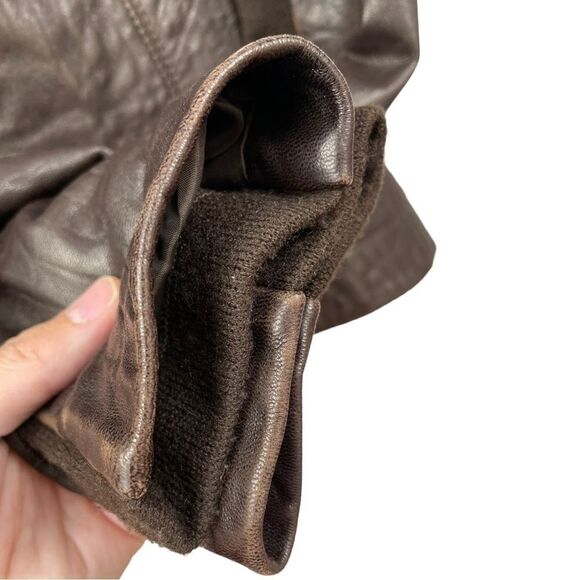 VEDA Brown Max Classic Leather Moto Jacket Size L - Picture 7 of 10